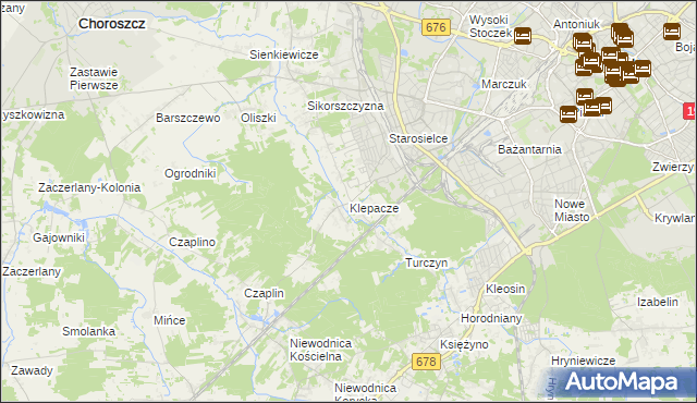 mapa Klepacze gmina Choroszcz, Klepacze gmina Choroszcz na mapie Targeo