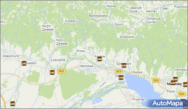 mapa Knurów gmina Nowy Targ, Knurów gmina Nowy Targ na mapie Targeo