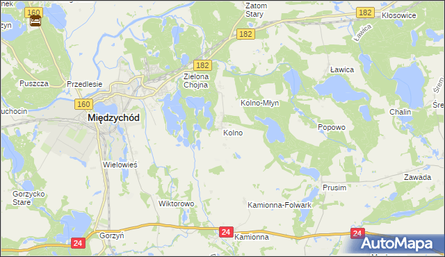 mapa Kolno gmina Międzychód, Kolno gmina Międzychód na mapie Targeo