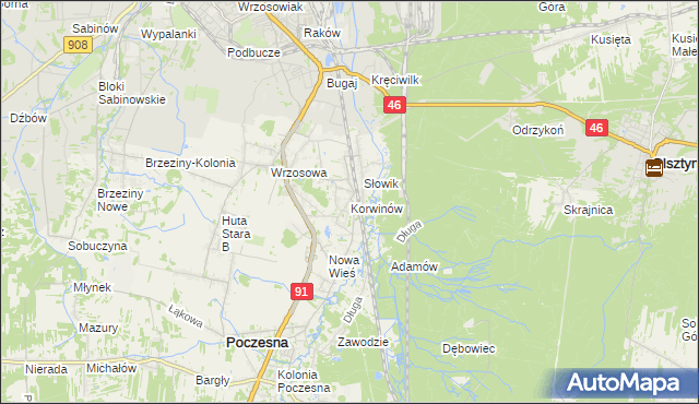 mapa Korwinów, Korwinów na mapie Targeo