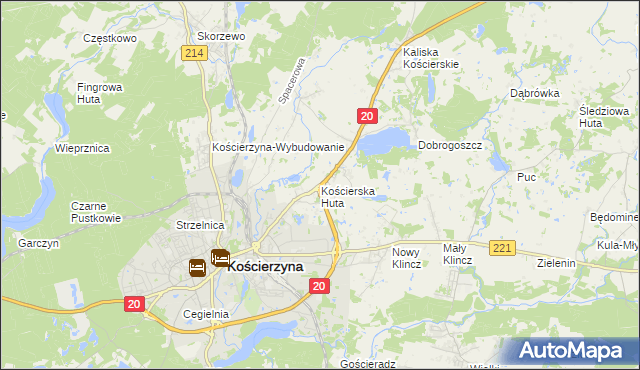 mapa Kościerska Huta, Kościerska Huta na mapie Targeo