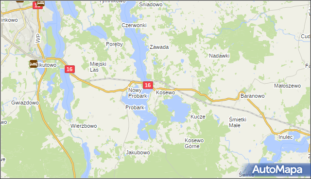 mapa Kosewo gmina Mrągowo, Kosewo gmina Mrągowo na mapie Targeo