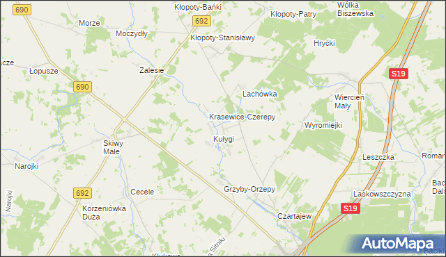 mapa Krasewice-Jagiełki, Krasewice-Jagiełki na mapie Targeo