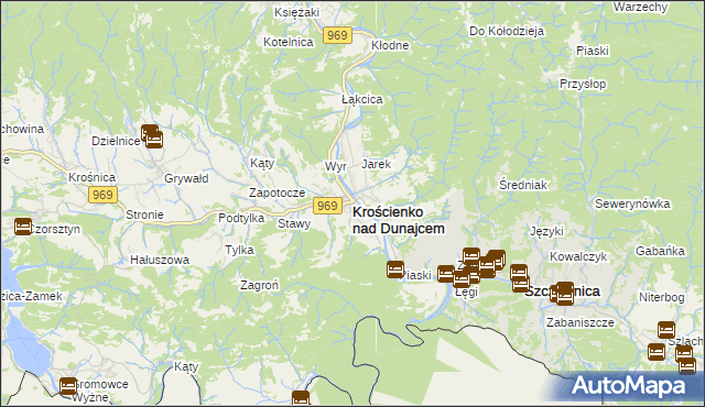 mapa Krościenko nad Dunajcem, Krościenko nad Dunajcem na mapie Targeo