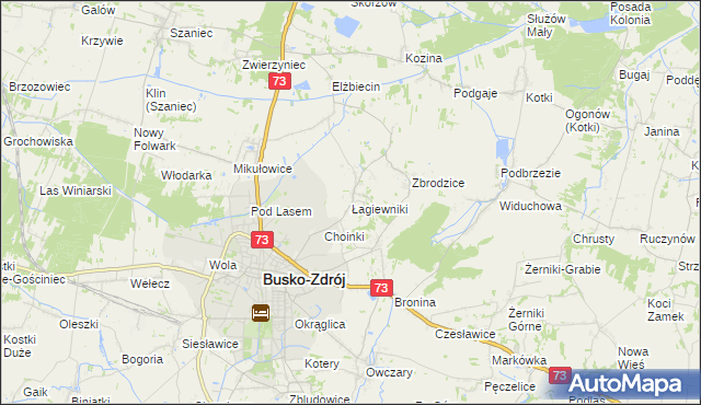 mapa Łagiewniki gmina Busko-Zdrój, Łagiewniki gmina Busko-Zdrój na mapie Targeo