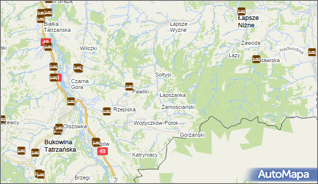 mapa Łapszanka, Łapszanka na mapie Targeo