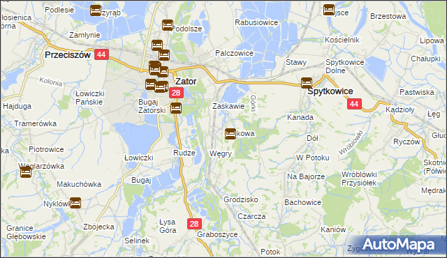 mapa Laskowa gmina Zator, Laskowa gmina Zator na mapie Targeo