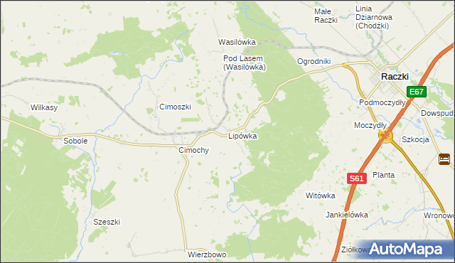 mapa Lipówka gmina Raczki, Lipówka gmina Raczki na mapie Targeo