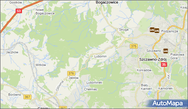 mapa Lubomin gmina Stare Bogaczowice, Lubomin gmina Stare Bogaczowice na mapie Targeo