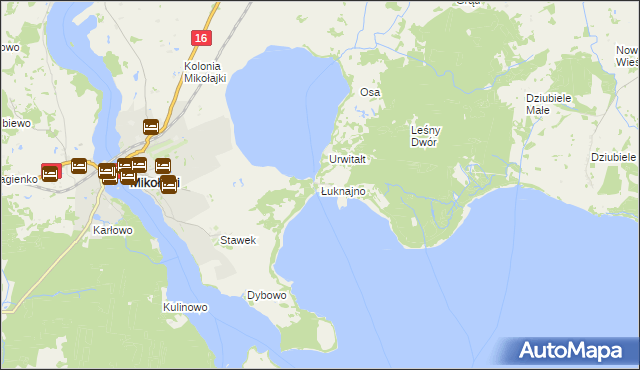 mapa Łuknajno, Łuknajno na mapie Targeo