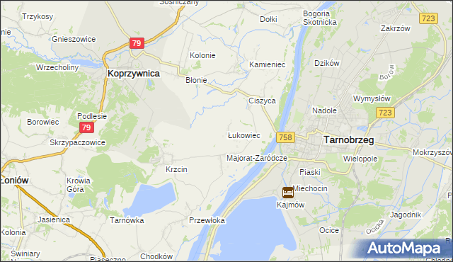 mapa Łukowiec gmina Koprzywnica, Łukowiec gmina Koprzywnica na mapie Targeo