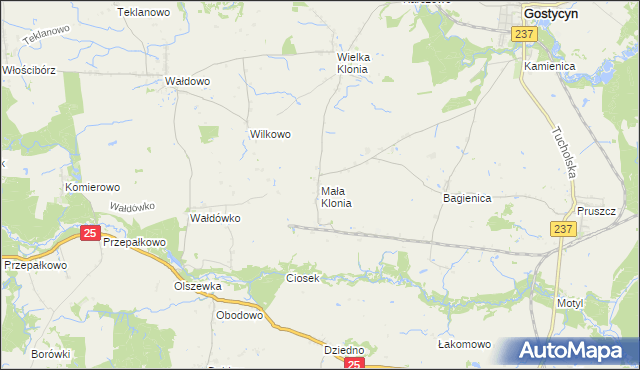 mapa Mała Klonia gmina Gostycyn, Mała Klonia gmina Gostycyn na mapie Targeo