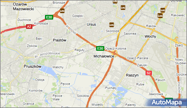 mapa Michałowice powiat pruszkowski, Michałowice powiat pruszkowski na mapie Targeo
