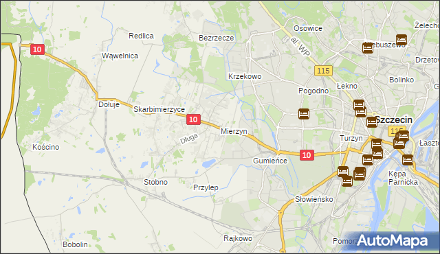 mapa Mierzyn gmina Dobra (Szczecińska), Mierzyn gmina Dobra (Szczecińska) na mapie Targeo