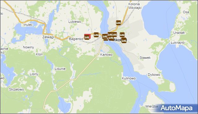mapa Mikołajki powiat mrągowski, Mikołajki powiat mrągowski na mapie Targeo