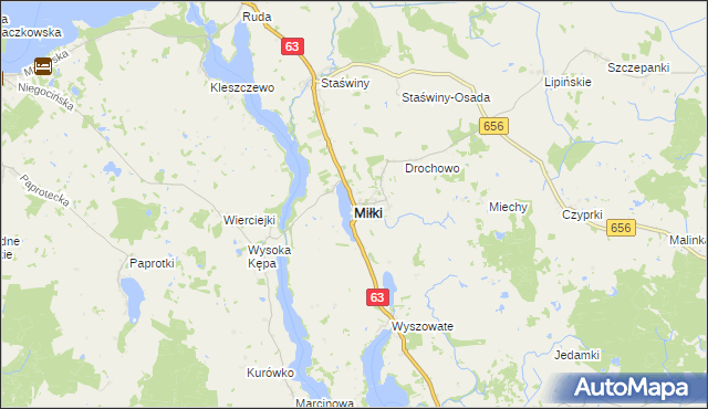 mapa Miłki, Miłki na mapie Targeo