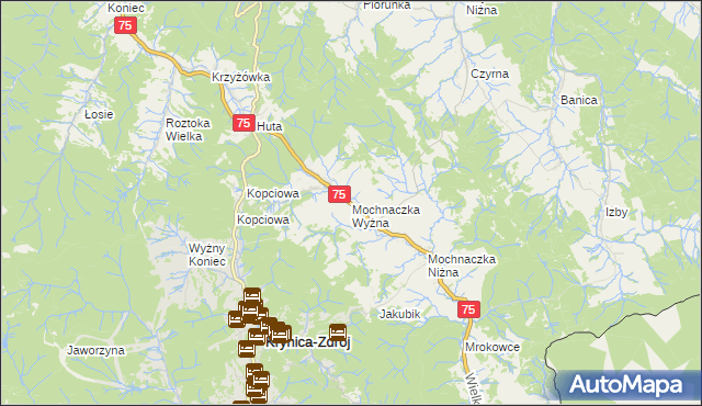 mapa Mochnaczka Wyżna, Mochnaczka Wyżna na mapie Targeo