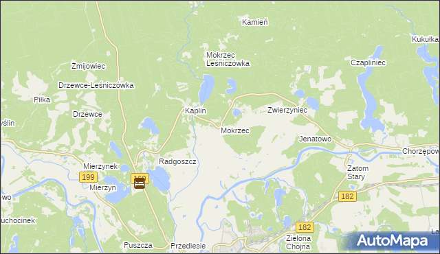 mapa Mokrzec gmina Międzychód, Mokrzec gmina Międzychód na mapie Targeo