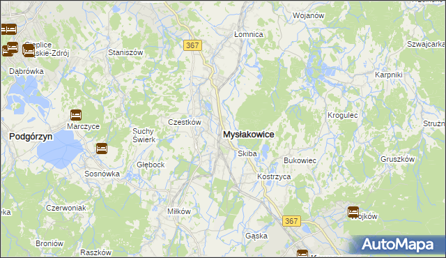 mapa Mysłakowice, Mysłakowice na mapie Targeo