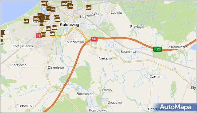 mapa Niekanin, Niekanin na mapie Targeo