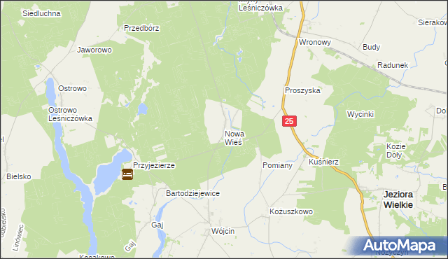 mapa Nowa Wieś gmina Jeziora Wielkie, Nowa Wieś gmina Jeziora Wielkie na mapie Targeo