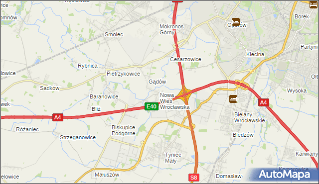 mapa Nowa Wieś Wrocławska, Nowa Wieś Wrocławska na mapie Targeo