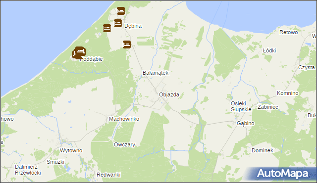 mapa Objazda gmina Ustka, Objazda gmina Ustka na mapie Targeo