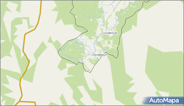 mapa Okrzeszyn gmina Lubawka, Okrzeszyn gmina Lubawka na mapie Targeo