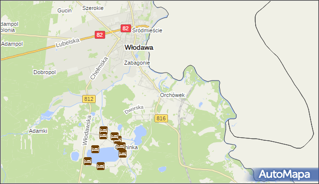 mapa Orchówek gmina Włodawa, Orchówek gmina Włodawa na mapie Targeo