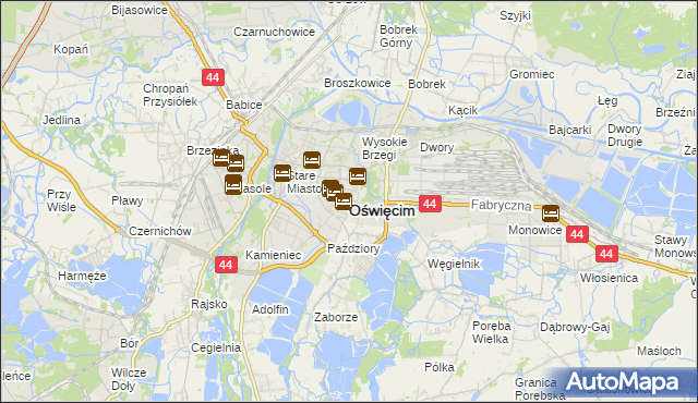 mapa Oświęcimia, Oświęcim na mapie Targeo