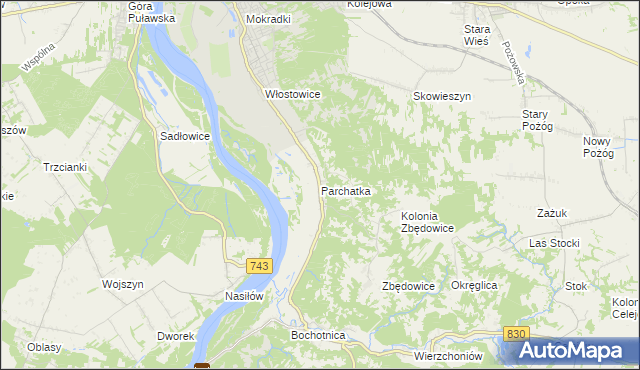 mapa Parchatka, Parchatka na mapie Targeo