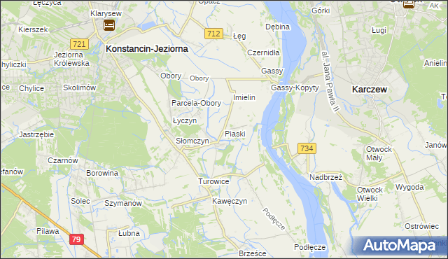 mapa Piaski gmina Konstancin-Jeziorna, Piaski gmina Konstancin-Jeziorna na mapie Targeo