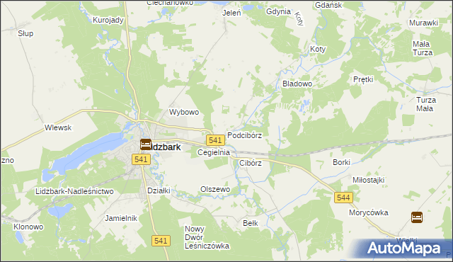 mapa Podcibórz, Podcibórz na mapie Targeo