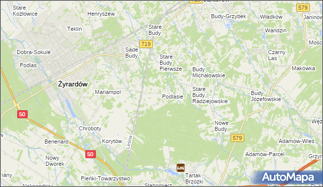 mapa Podlasie gmina Radziejowice, Podlasie gmina Radziejowice na mapie Targeo