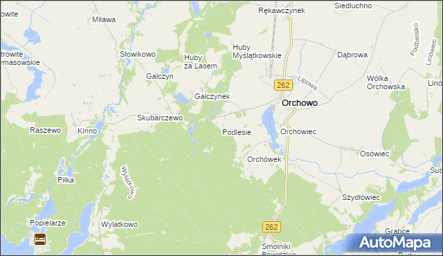 mapa Podlesie gmina Orchowo, Podlesie gmina Orchowo na mapie Targeo