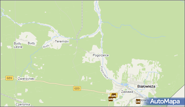 mapa Pogorzelce, Pogorzelce na mapie Targeo