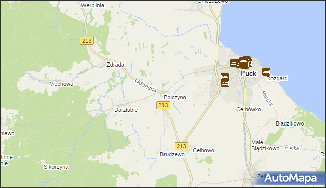 mapa Połczyno gmina Puck, Połczyno gmina Puck na mapie Targeo