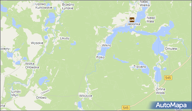 mapa Pólko gmina Nidzica, Pólko gmina Nidzica na mapie Targeo
