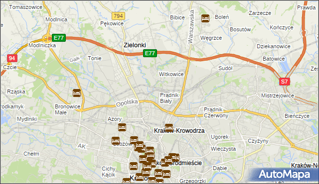 mapa Prądnik Biały, Prądnik Biały na mapie Targeo