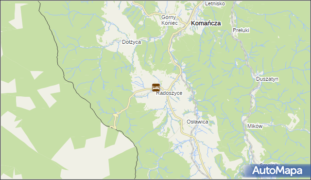 mapa Radoszyce gmina Komańcza, Radoszyce gmina Komańcza na mapie Targeo