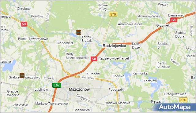mapa Radziejowice-Parcel, Radziejowice-Parcel na mapie Targeo