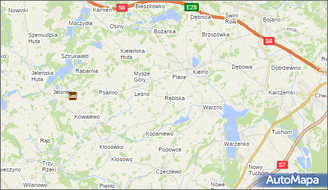 mapa Rębiska gmina Szemud, Rębiska gmina Szemud na mapie Targeo