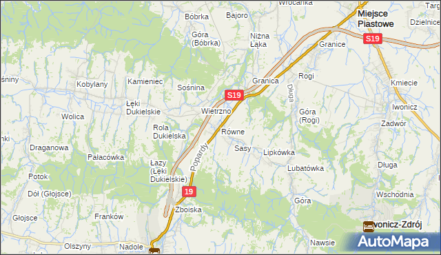 mapa Równe gmina Dukla, Równe gmina Dukla na mapie Targeo