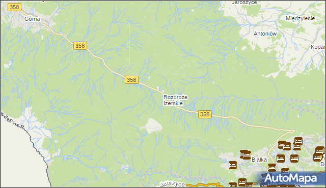mapa Rozdroże Izerskie, Rozdroże Izerskie na mapie Targeo