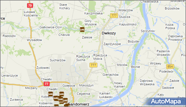 mapa Rzeczyca Mokra, Rzeczyca Mokra na mapie Targeo