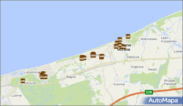 mapa Sianożęty, Sianożęty na mapie Targeo