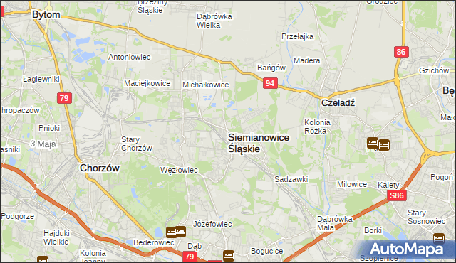 mapa Siemianowice Śląskie, Siemianowice Śląskie na mapie Targeo