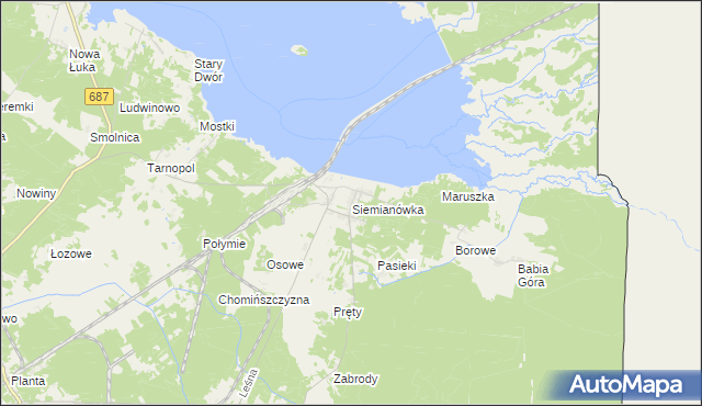 mapa Siemianówka, Siemianówka na mapie Targeo