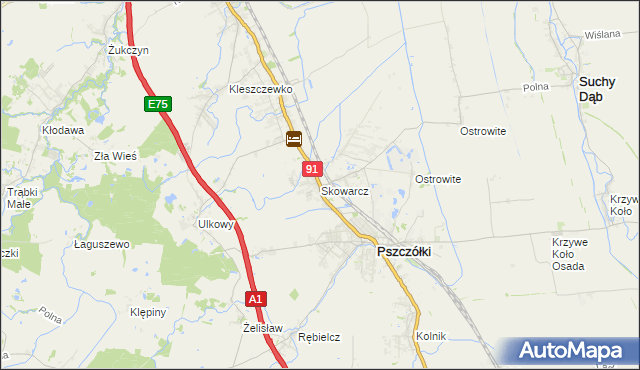 mapa Skowarcz, Skowarcz na mapie Targeo