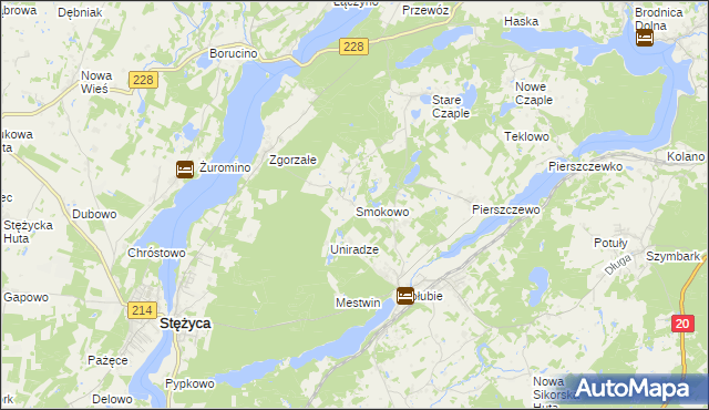 mapa Smokowo gmina Stężyca, Smokowo gmina Stężyca na mapie Targeo